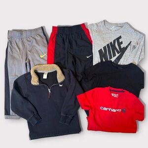 Boys size 4-5/XS Bundle Sweatshirt, Pants, T-Shirts (6 pieces) Red Black Gray